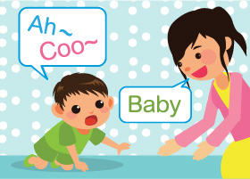 Baby is responding to mother with sound Baby is responding to mother with sound